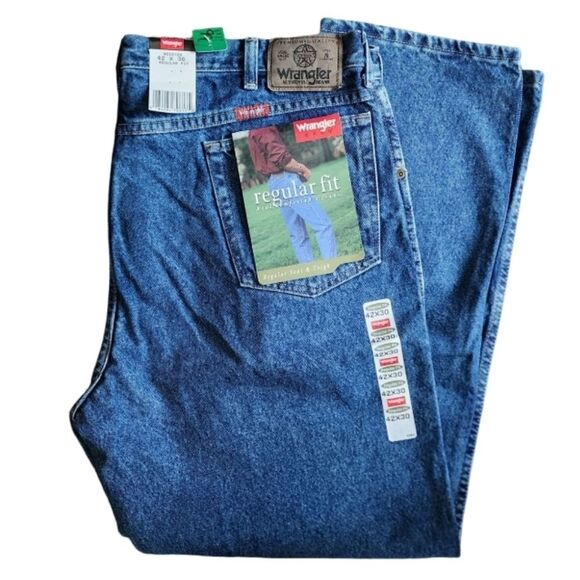 Vintage Wrangler 96508DS Regular Fit Jeans 42x30 USA Made NWT 100%‎ Cotton Denim - Picture 1 of 8